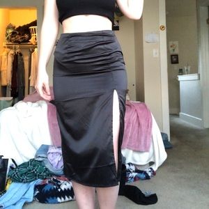 Black silk skirt